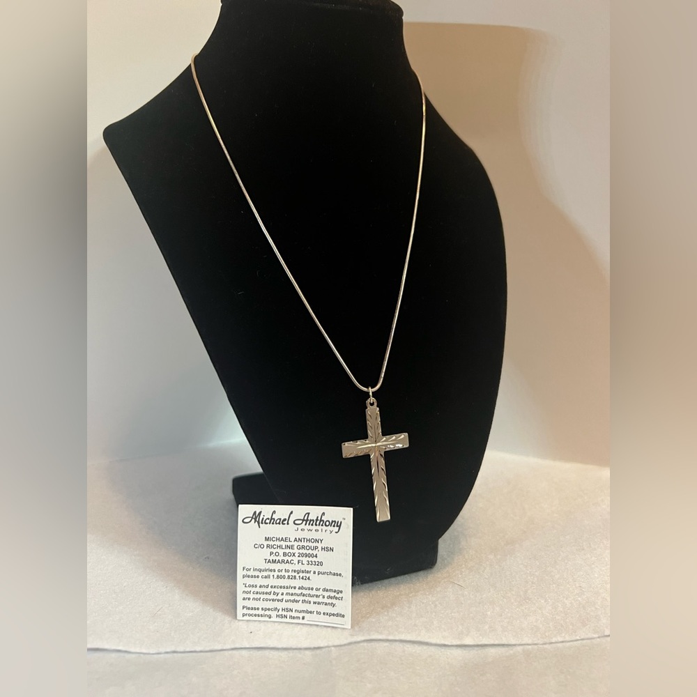.925 Sterling Silver Michael Anthony Cross Necklace